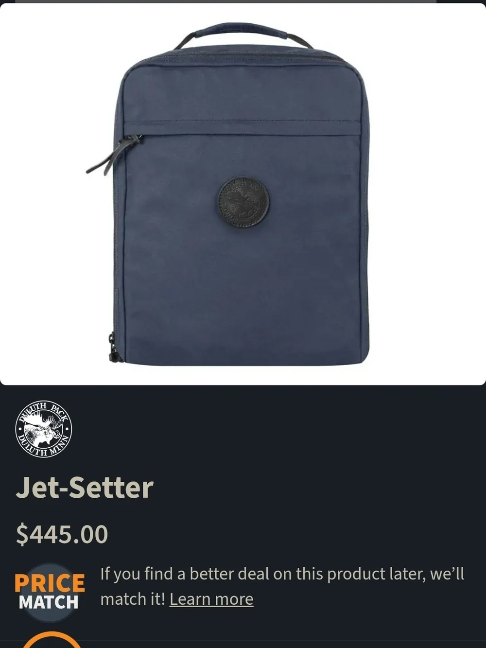 Rare Classic Navy Canvas Duffel Backpack with Real Leather Straps.